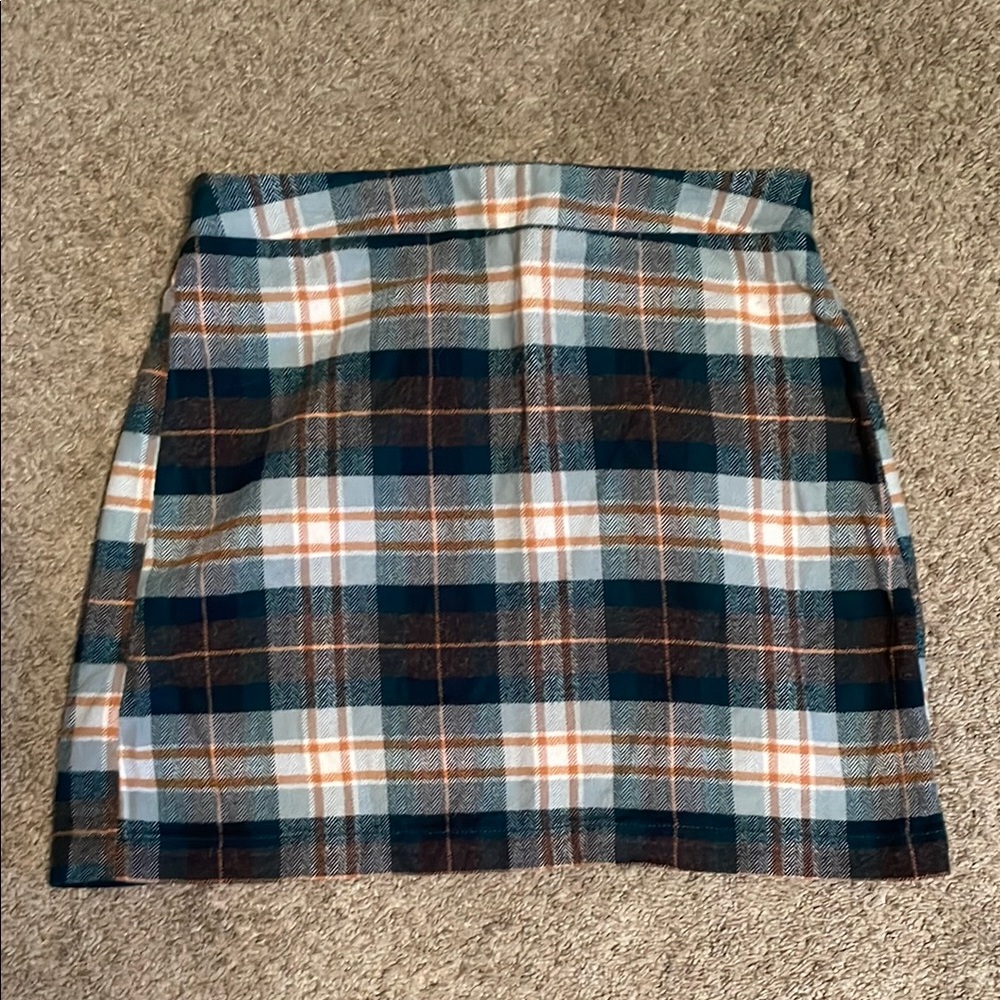 Plaid Women's Skirt in Blue and Brown